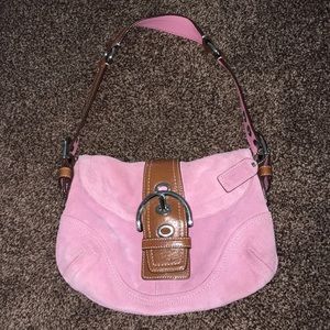 Pink suede Coach purse